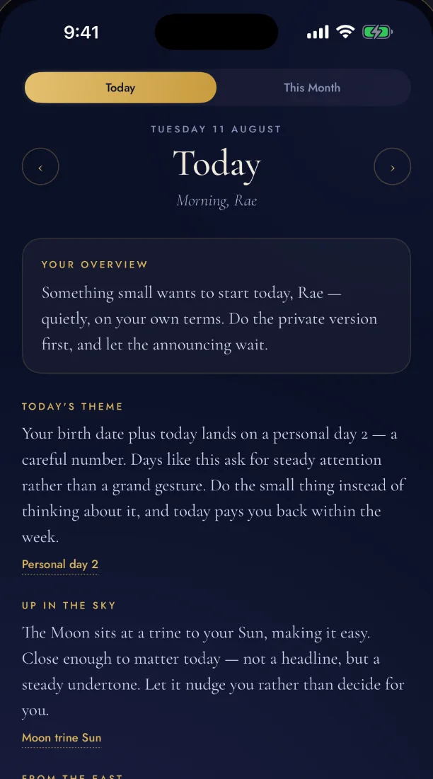 Inner Cipher's daily reading for today, on iPhone
